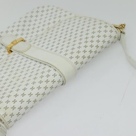 CELINE Macadam Canvas Shoulder Bag White Gold - Picture 6 of 13